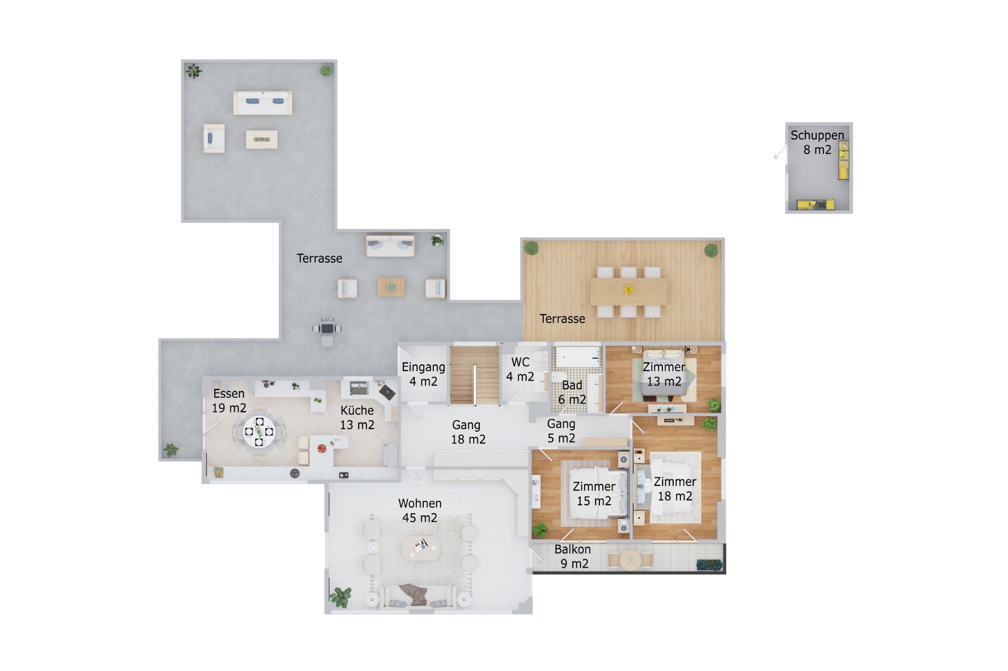 Grundriss Wohngeschoss – 3D