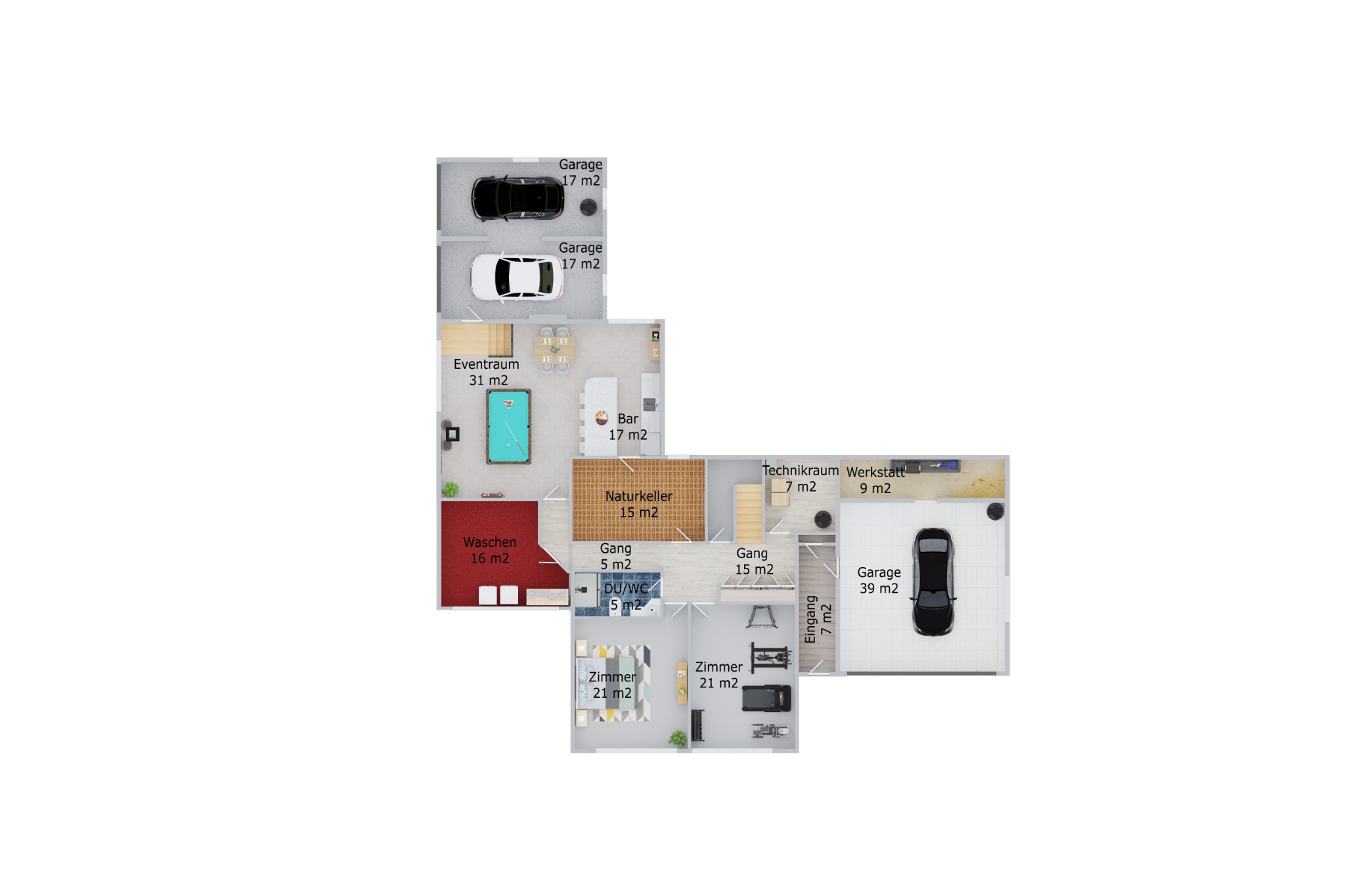 Grundriss Untergeschoss – 3D